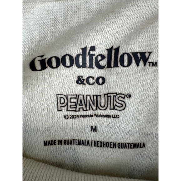 Goodfellow Peanuts T-Shirt Mens M Beige Snoopy Golf Swing Happy Graphic Tee - Picture 3 of 6